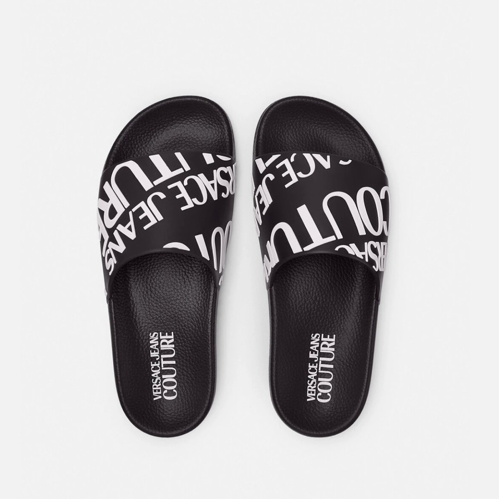 New Versace Jeans Couture Black Signature Pool Slide